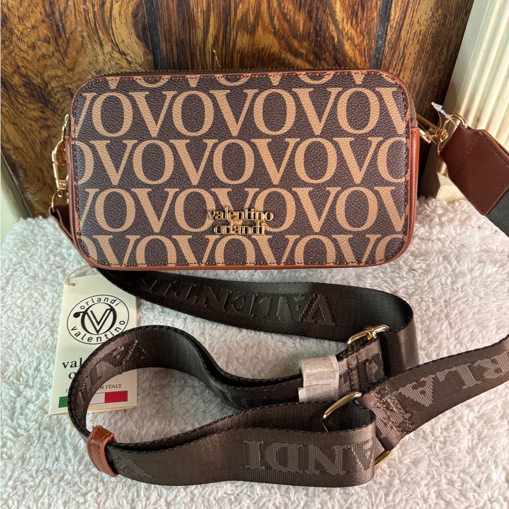 Valentino Orlandi Brown and Tan Crossbody Bag